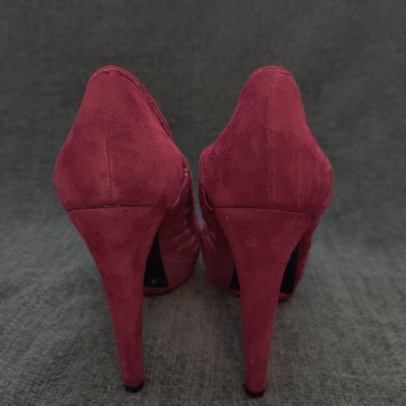 Nine West Red Suede Open Toe Pumps - Picture 4 of 12